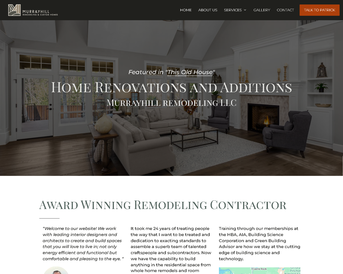 Screenshot of Murrayhill Remodeling, from the remodeling websites collection.