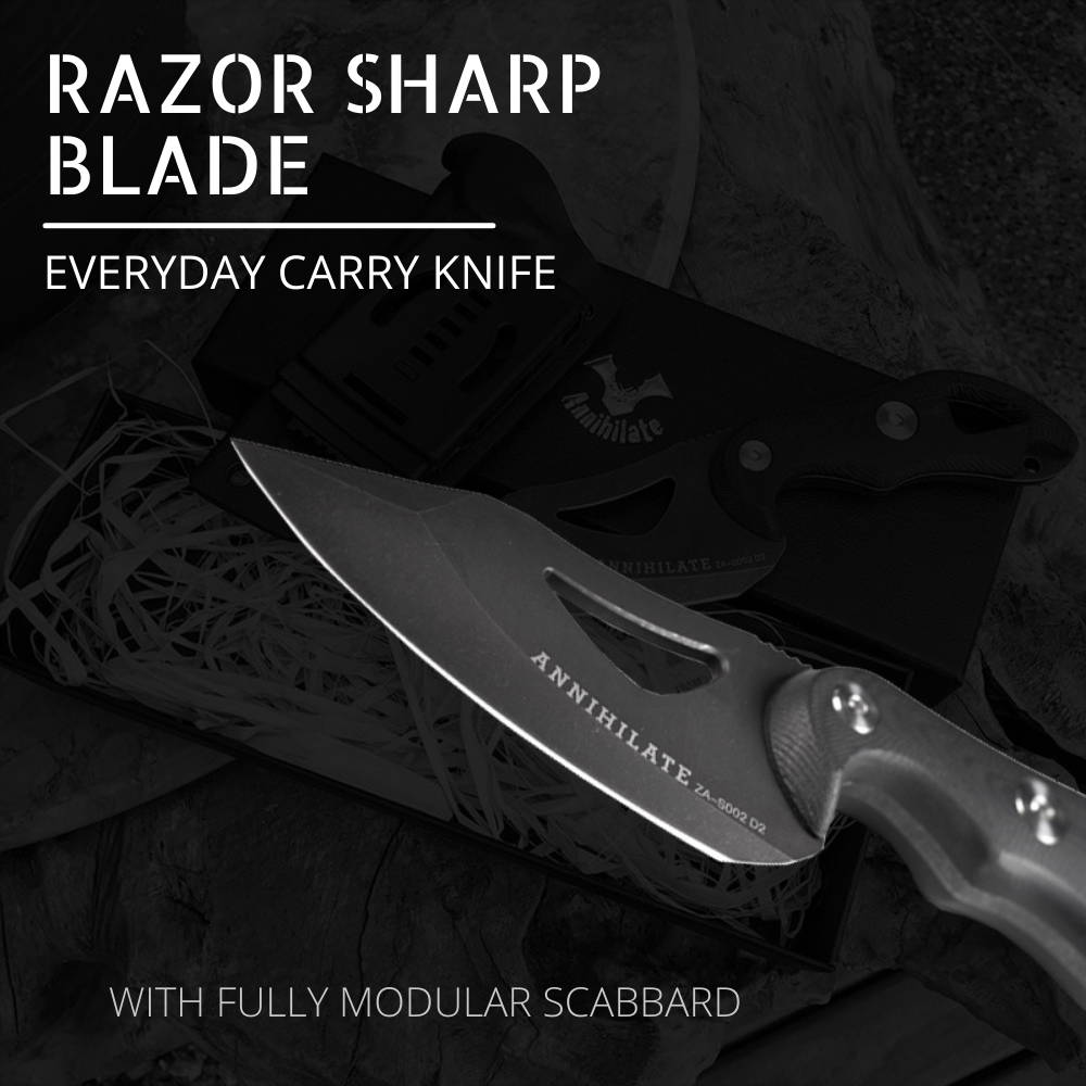 Zune Lotoo Annihilate Knife, Survival Knife, Tactical Knife, EDC Knife, K Sheath, Fully Modular Sheath, G10,Camping Knife, Fix Blade, Fixed Blade Knife
