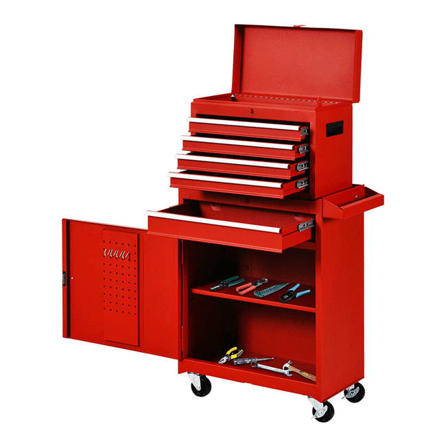 Tool Box Removable Tool Chest Top 2 in 1 Rolling Tool Cabinet W/ Locking System