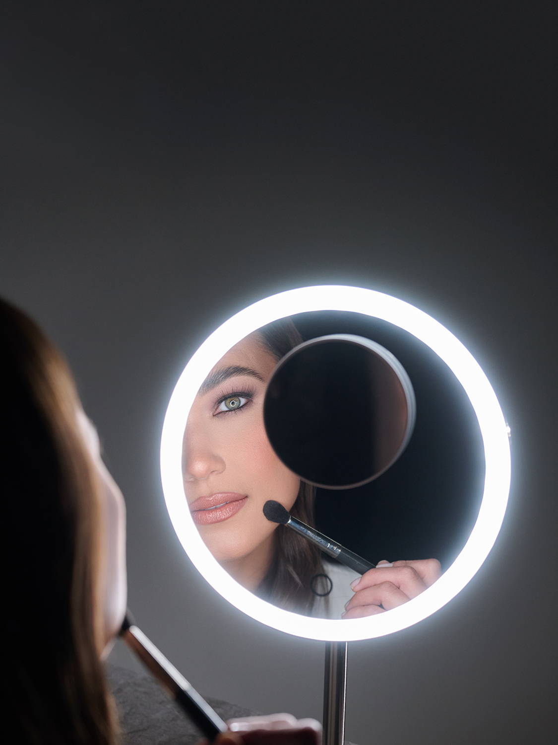 Ilios Lighting Rechargeable lighted makeup mirror with 1x or 5x magnification for vanity or tabletop 