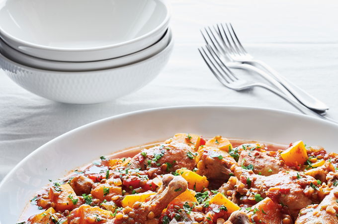 Pilons de poulet aux tomates et aux lentilles