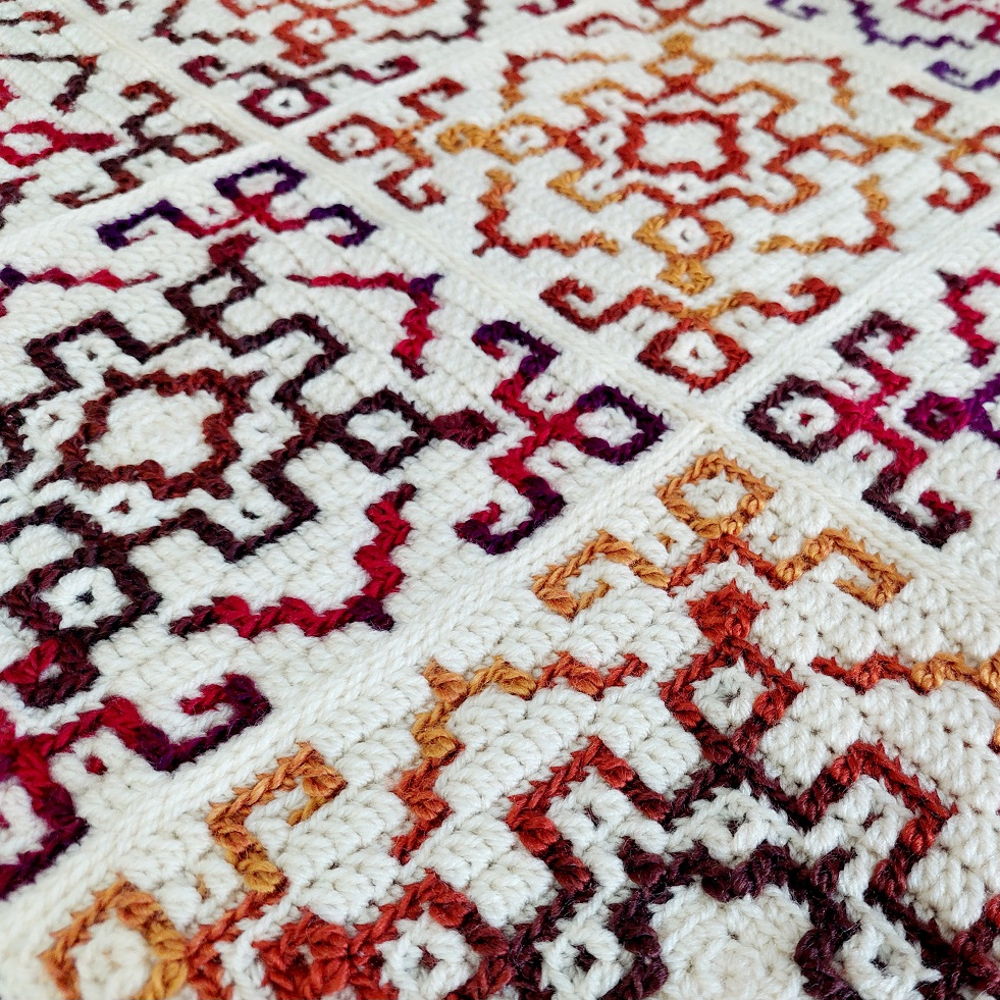 Easy NOT A GRANNY SQUARE. Overlay mosaic crochet in rounds from center