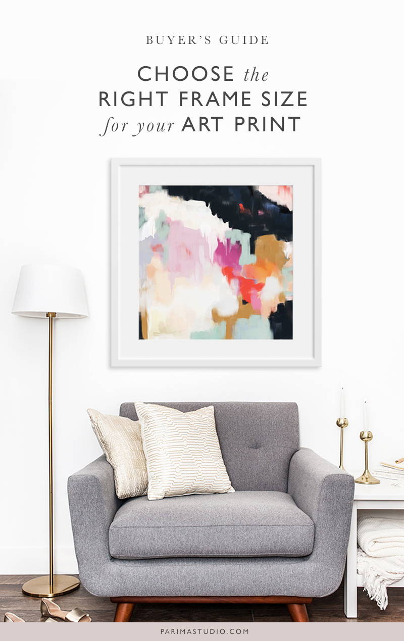 Art buyer's guide: choose the right frame size for your art print via Parima Studio