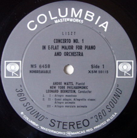 Columbia 2-EYE / ANDRE WATTS - Debut Album, Liszt Piano...