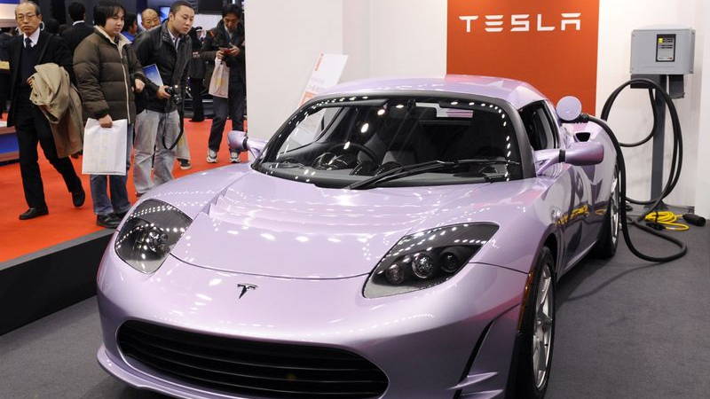 The photo shows a Tesla Roadster on display in southwestern Japan's Fukuoka in January 2012. Tesla Inc. CEO Elon Musk revealed in a tweet on Dec. 2, 2017, plans to send his red Tesla Roadster to Mars orbit with the inaugural SpaceX Falcon Heavy rocket lau