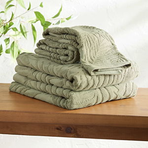 Sage Green Sculpted Palm Leaf Hand Towel - World Market