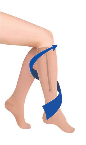 Knee High Open Toe Medical Stockings With Arrow Travelling Up Leg