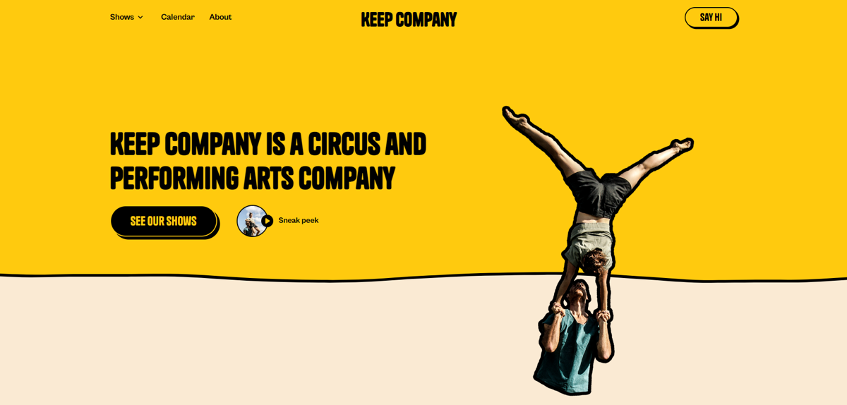 Screenshot of Keep company , from the yellow websites collection.