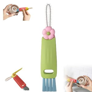 3-in-1 Cup Lid Cleaning Brush, 2025 Upgraded Gap Cleaning Brush for Bottle Mouth Small Space Cups, 3-in-1 Multifunctional Cleaning Brush Portable Cup Lid Cleaner with Brush (Green)