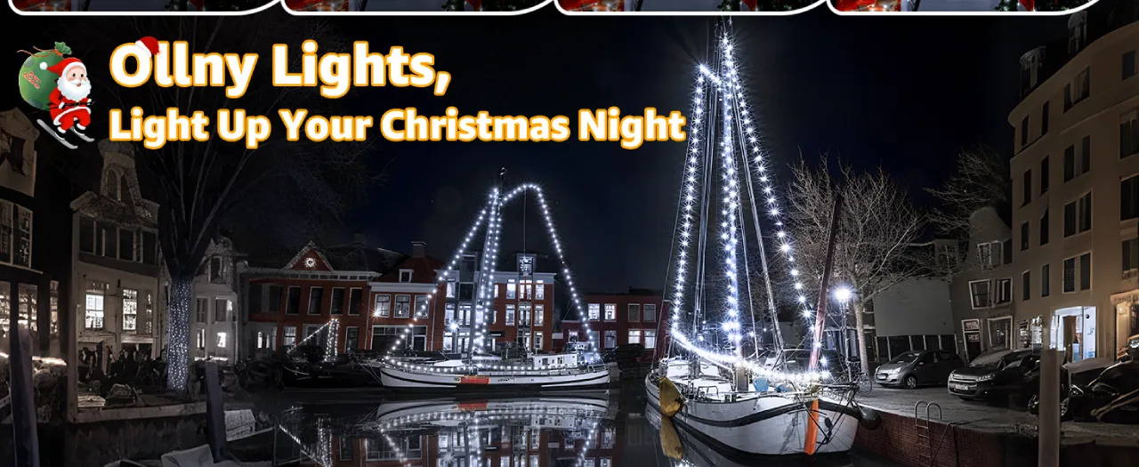 Features of Ollny's 800 leds clear cable cool white string lights - desktop size