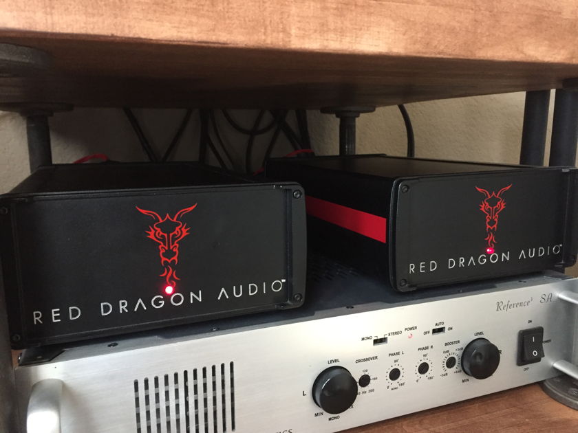 Red Dragon Audio M-1000 Series 1 Monoblock amps with Cardas Connectors XLR Adapters and 10ft custom wire