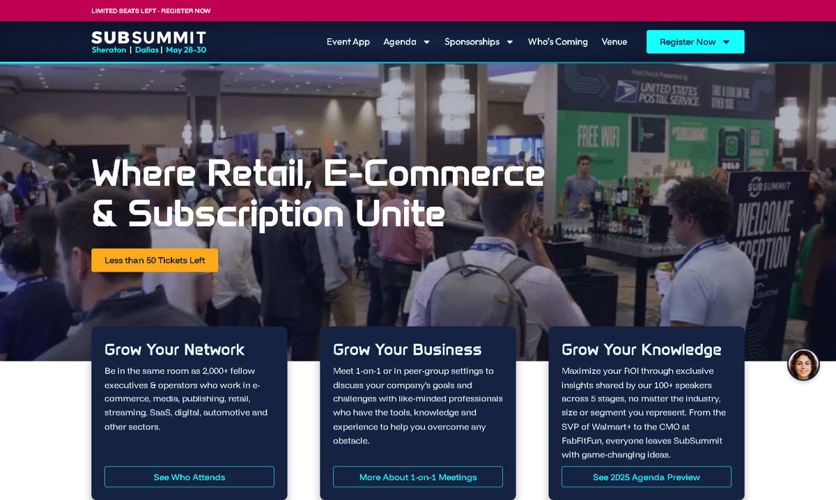 Screenshot of SubSummit, from the conference websites collection.