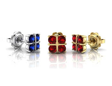 Buy ladies emerald, ruby and sapphire gold earrings UK