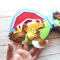 Chicken felt finger puppets, part of the Montessori Rabbit's Book set.