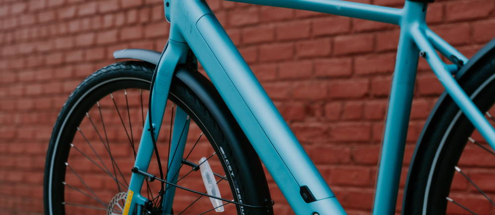 A blue city e-bike