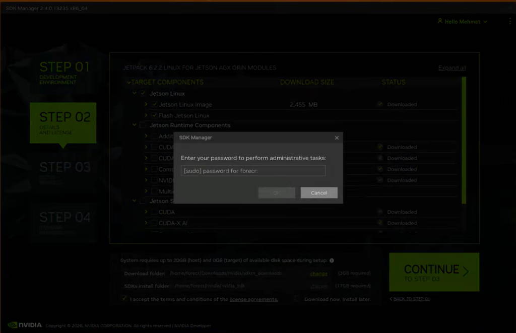 SDK Manager step-2 password