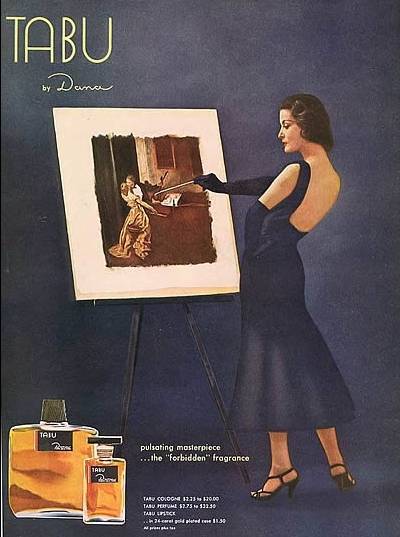Vintage Dana ad from 1950s with the violin painting.