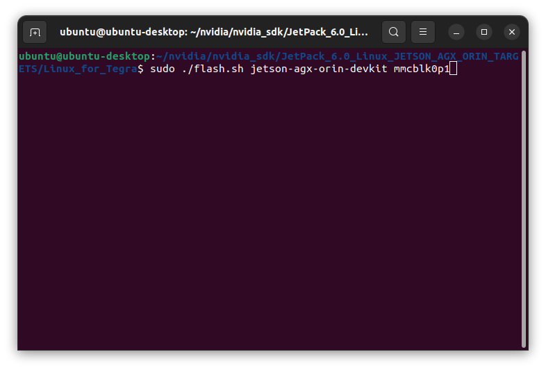 Jetson flashing command