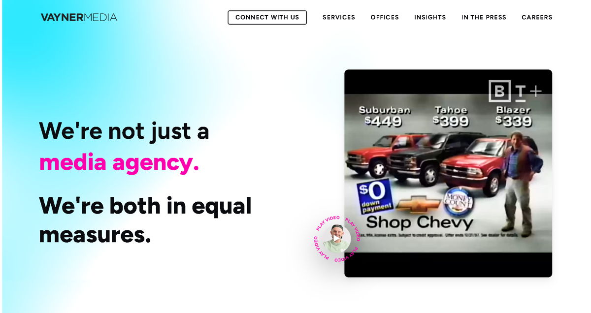 Screenshot of VaynerMedia , from the advertising & marketing agency websites collection.