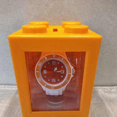 Silikon Uhr Weiss/Orange Box Lego Stein Kässeli _1