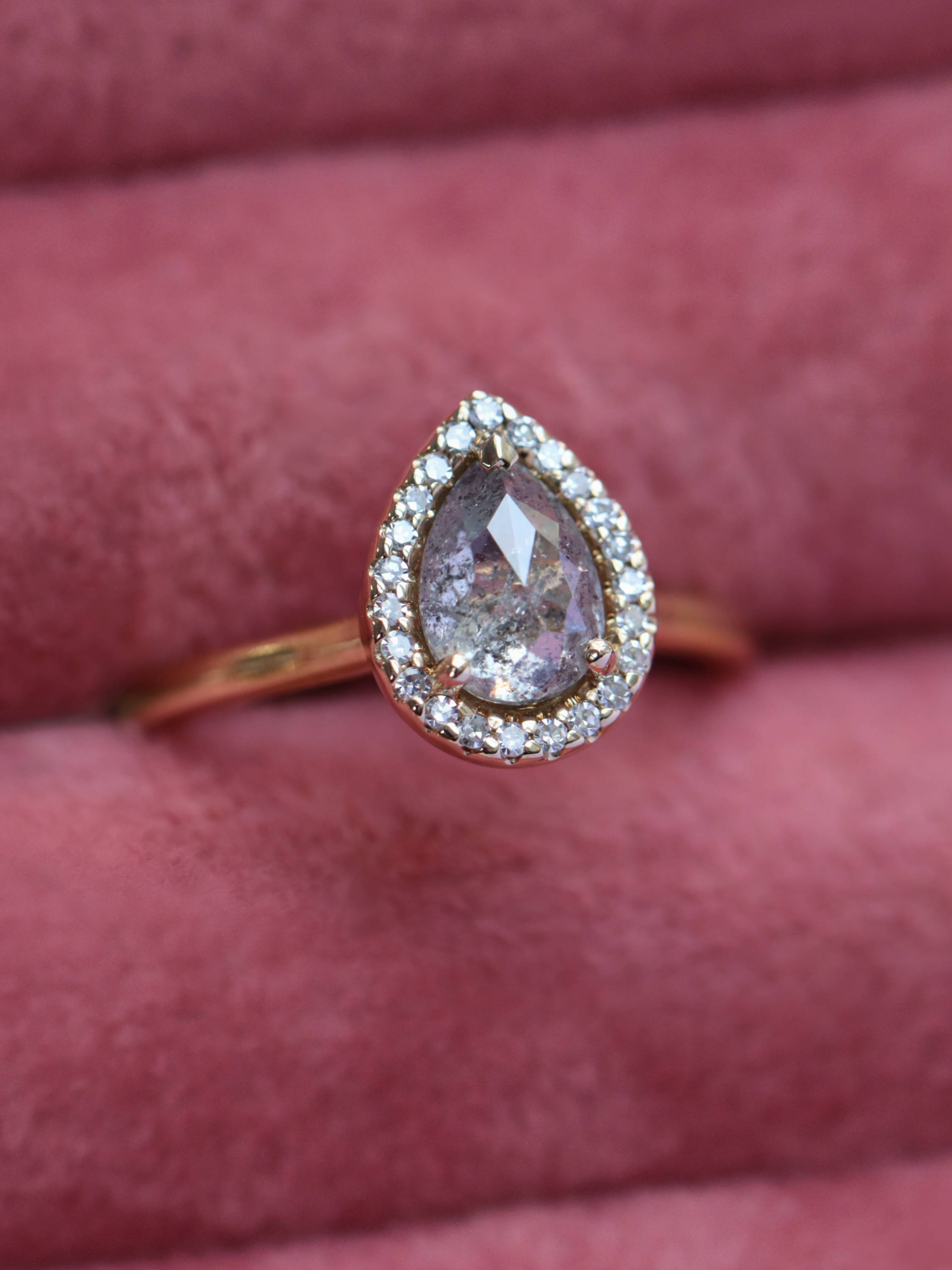 Salt and pepper diamond engagement ring