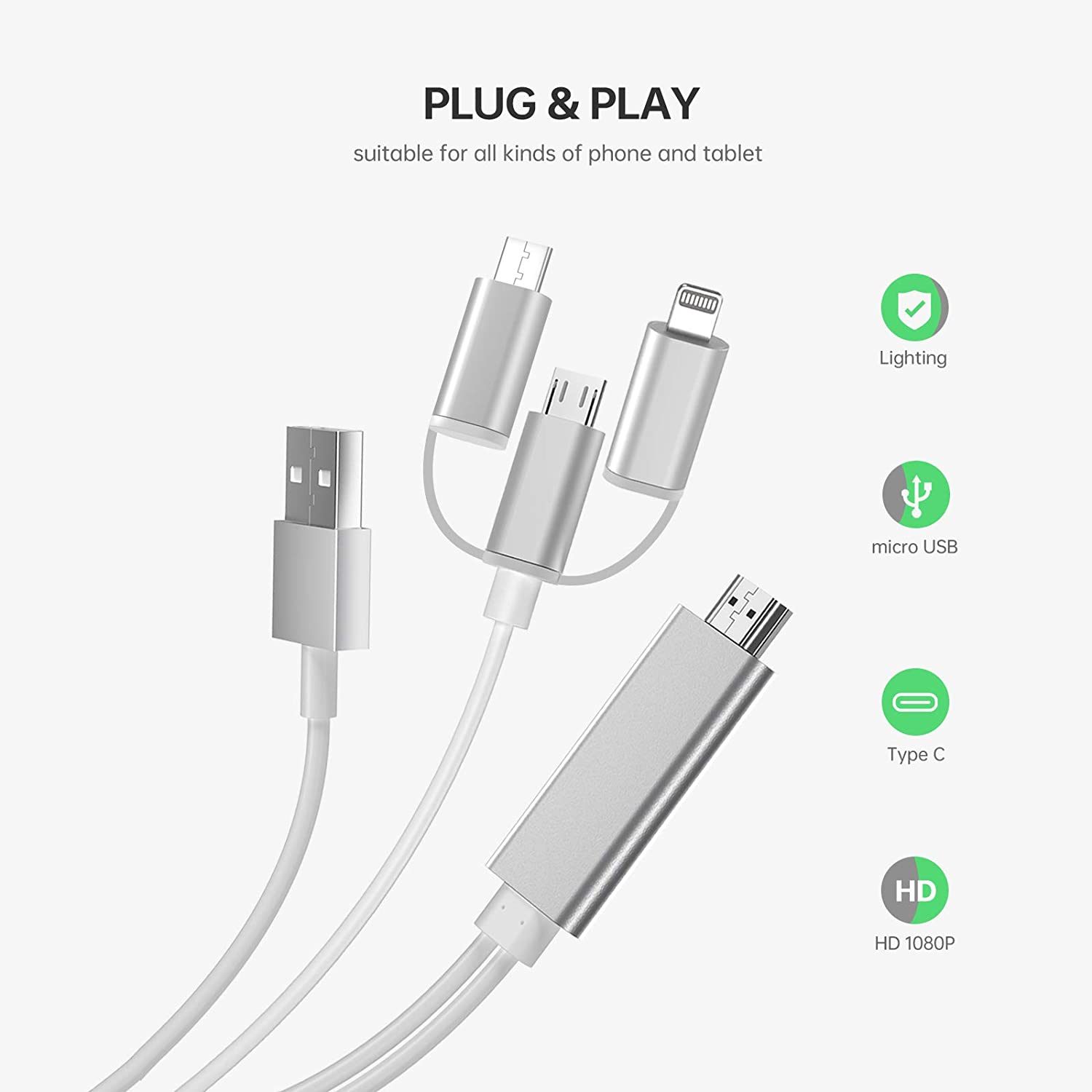 UCable - 3 IN 1 "I-O-S/Andriod to HDTV" Cable
