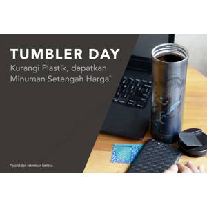 Starbucks: Promo STARBUCKS TUMBLER’S DAY! Bring your STARBUCKS Tumbler and Enjoy Your Favorite Beverage 50% OFF! sampai 12/31/2019