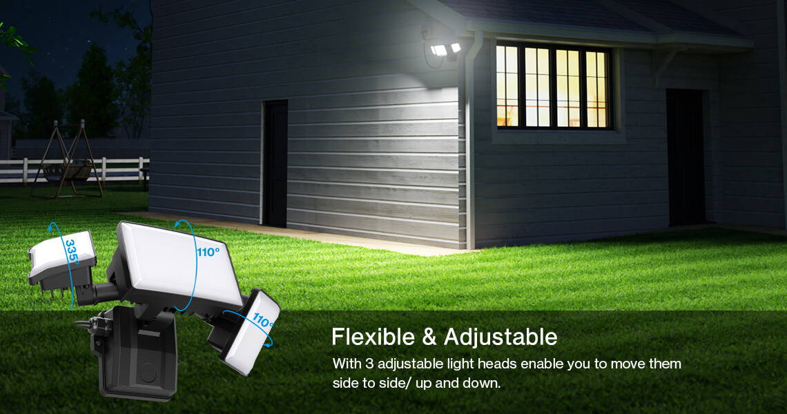 55W LED Outdoor Lights with Plug Flexible Heads