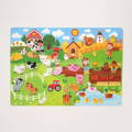 Colourful Montessori farm felt board with farm animals, crops, farmers, a tractor, barn, windmill, and pond.