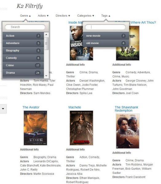 Filtrify for K2 - фильтрация пунктов компонента K2