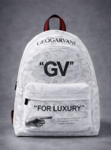 GEOGARVANI White Luxury Statement Backpack