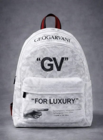 GEOGARVANI White Luxury Statement Backpack