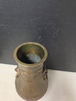 Chinese-Style Archaistic Brass Vase, Dragon & Ring Handles, 11