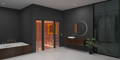 Salt sauna with perimeter lighting salt sauna with backlithing