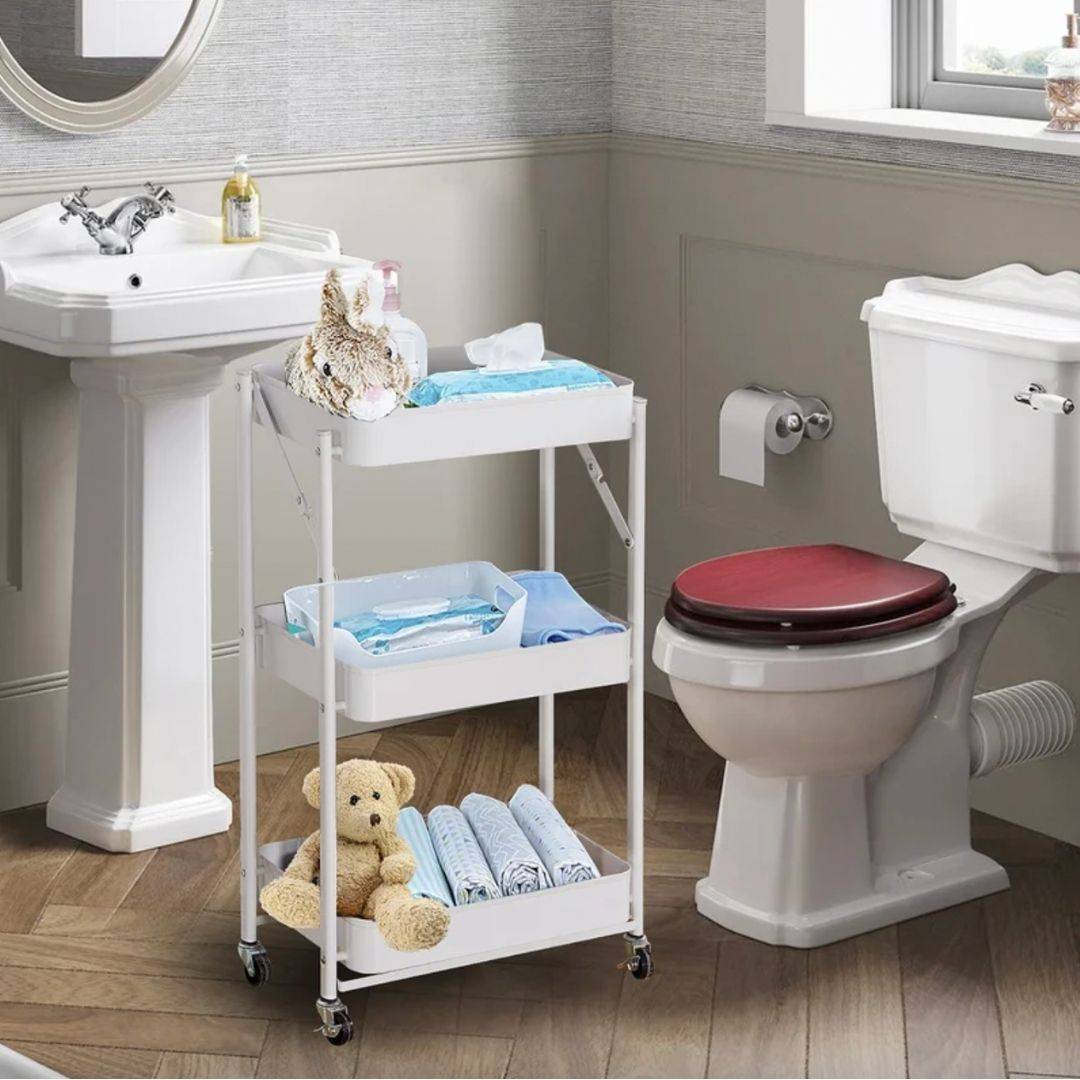 bathroom organizer, folding cart, bathroom rack, bathroom accessories