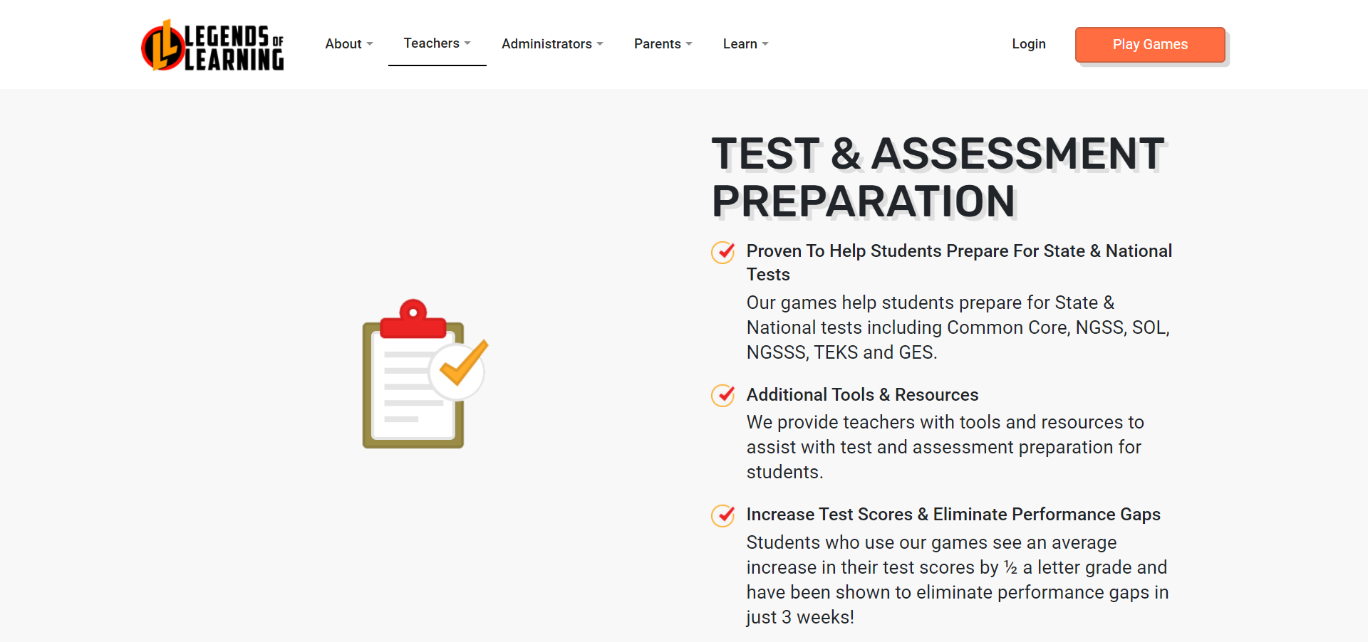 Legends of Learning product / service