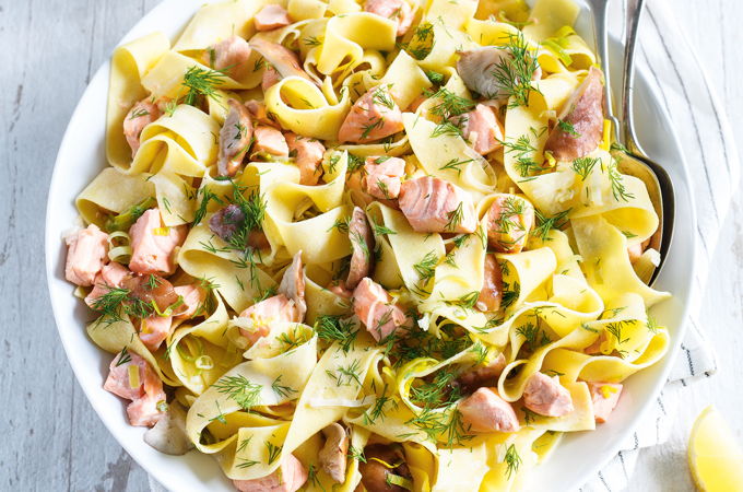 Pappardelle with Salmon and Shiitake Mushrooms