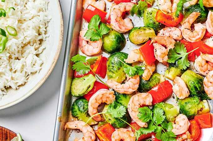 Vietnamese-Style Shrimp with Bell Peppers and Brussels Sprouts