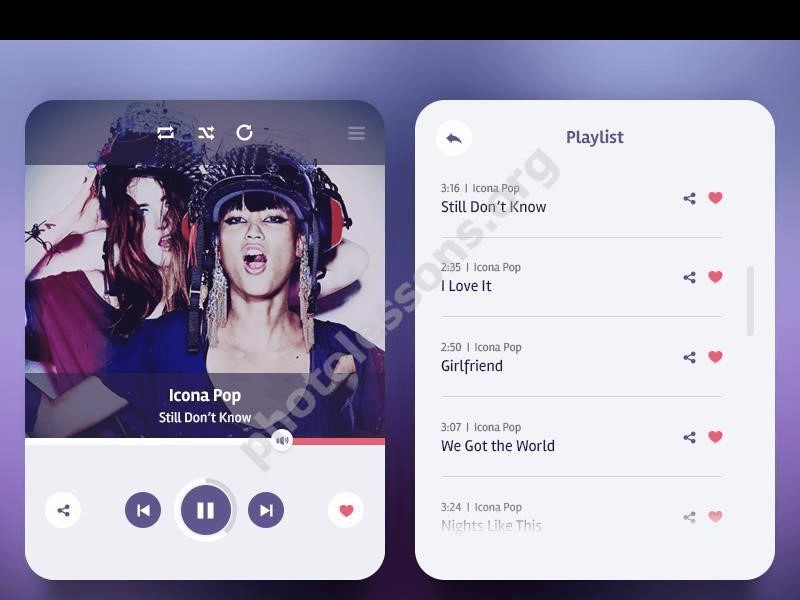 Скачать для Фотошоп музыкальный плеер для смартфонов