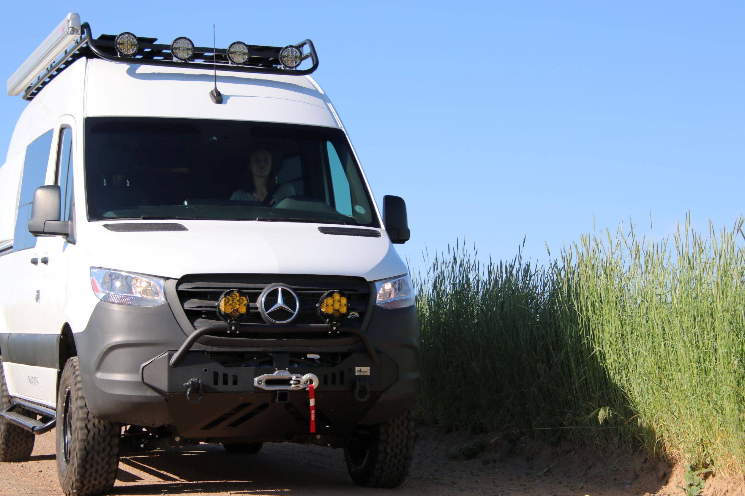 Roof Rack and Front Bumper Light Installation for Mercedes Sprinter Camper Van - The Vansmith in Boulder, Colorado