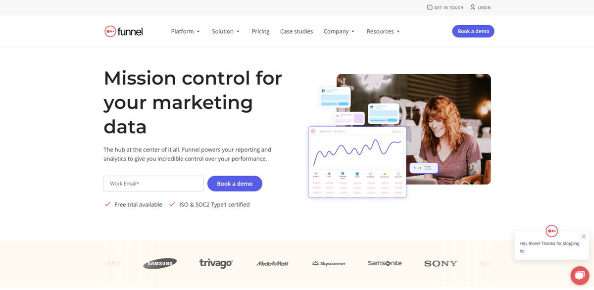 Screenshot of Funnel.io, from the saas websites collection.