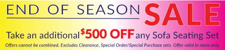 End of Season Sale - Save $500 off outdoor sofa seating groups