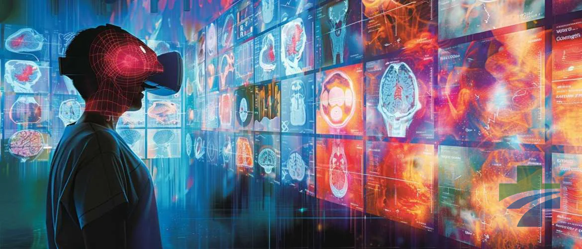 Collage of VR training scenarios in healthcare