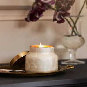 Large Capri Blue Volcano Capiz Jar Candle​