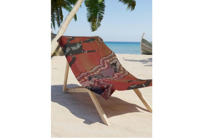 Aboriginal Art Beach Towel, Coastal Outdoor Blanket - Image 3