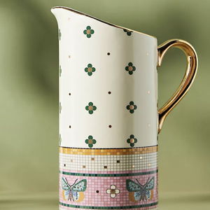 The Bistro Tile Stoneware Pitcher: Garden Edition