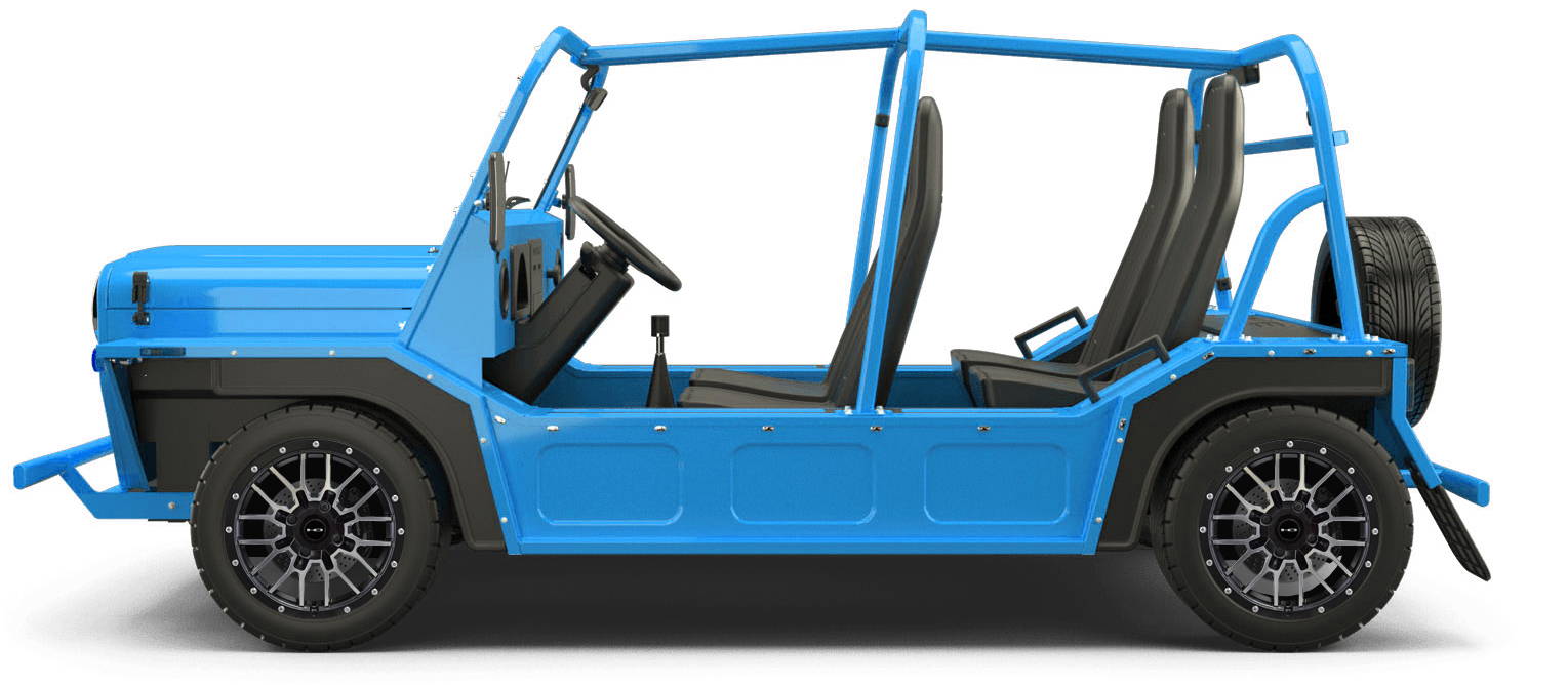 MOKE Electric Vehicles + HD Golf Wheels RTC Custom Wheel & Tire Packages for St. Bart's Blue 14 inch with Tire