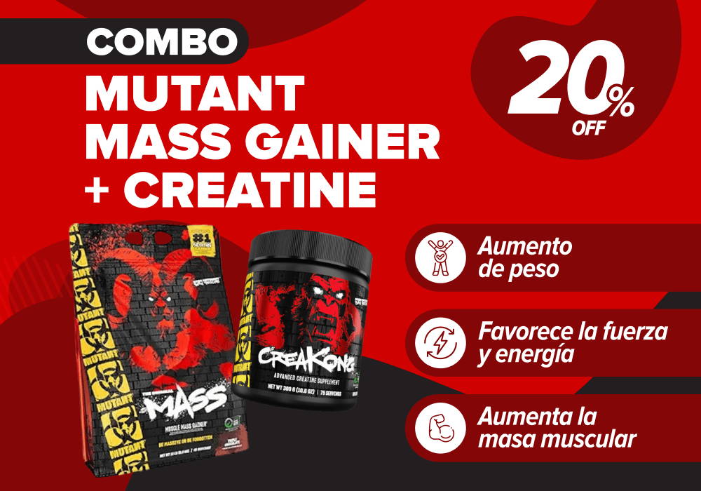 combo mutant mass gainer y creatina