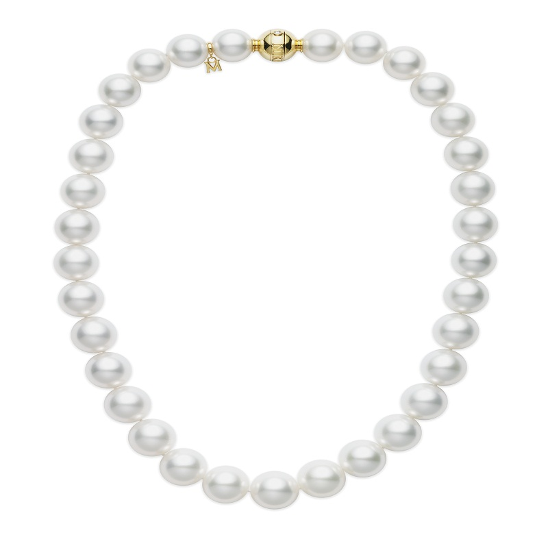 white south sea pearls with yellow gold clasp