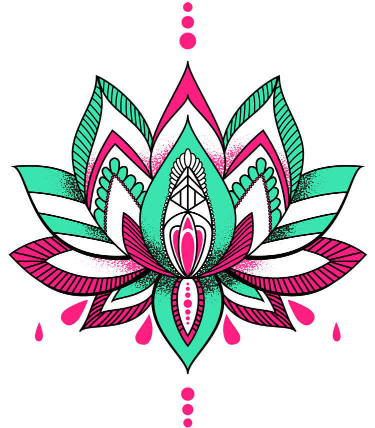 A tattoo style lotus flower